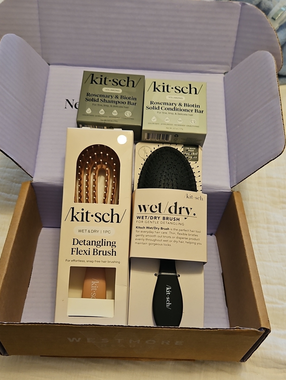 kit•sch Detangling Flexi Brush + Wet/Dry Brush Set - Rosemary Biotin Set